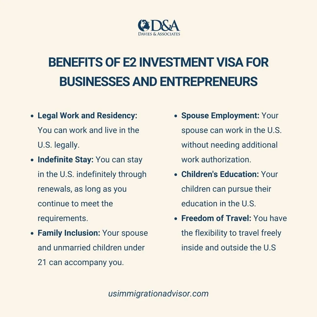 Benefits of E2 Investment Visa for businesses and entrepreneurs