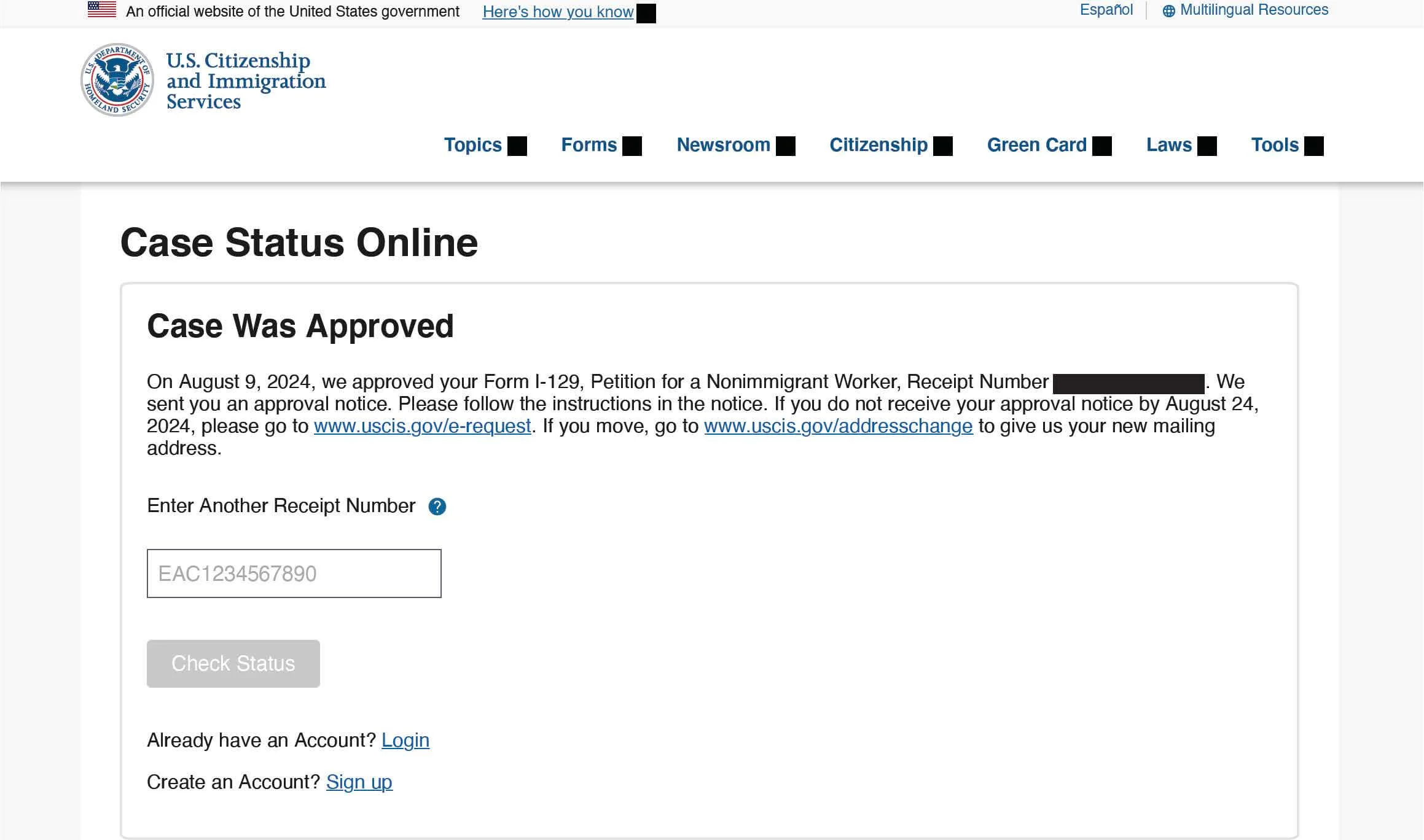 August 2024 - L-1 extension petition approved for an executive from India
