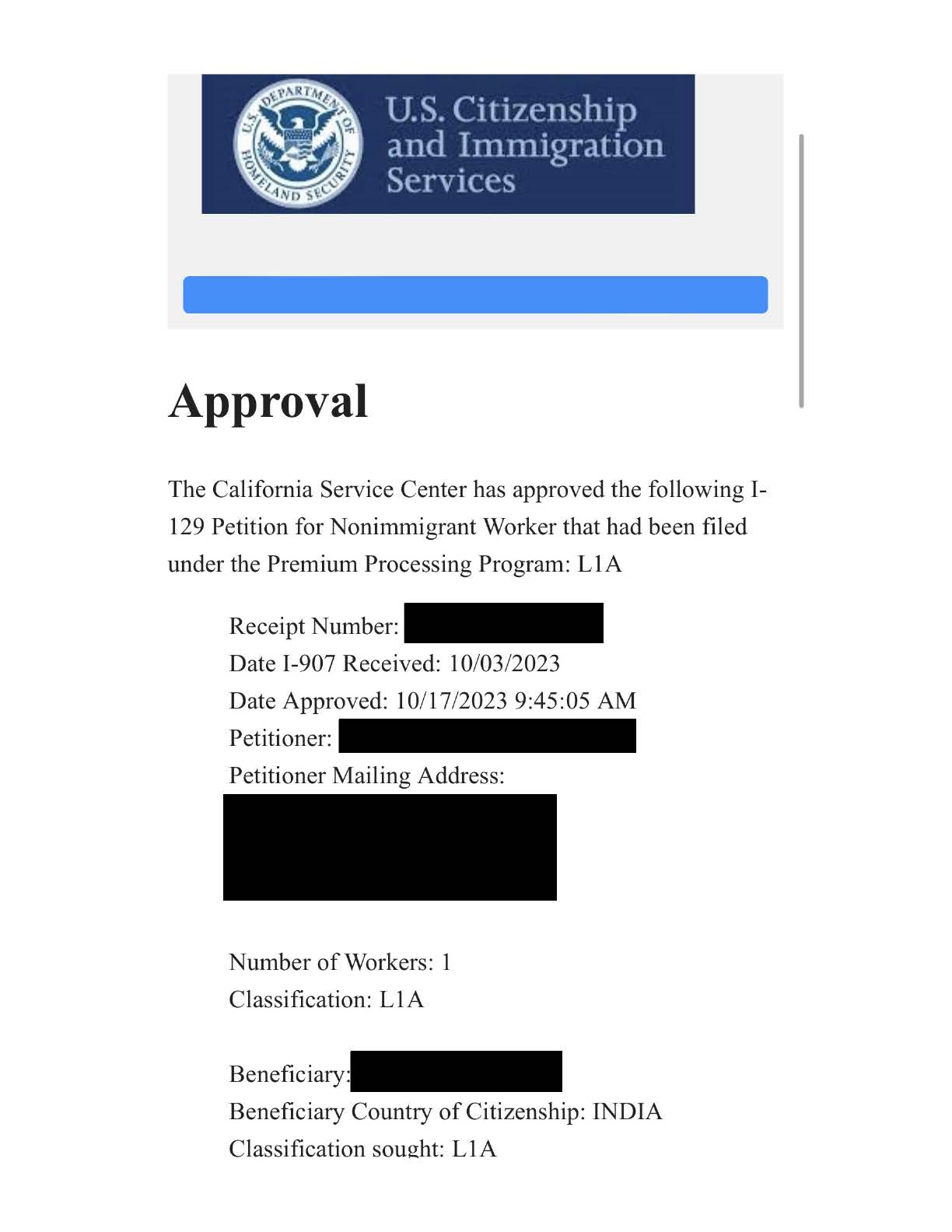 images/study-cases/Approval_Bharti_Redacted.jpg New office L-1A petition approved for an executive from India