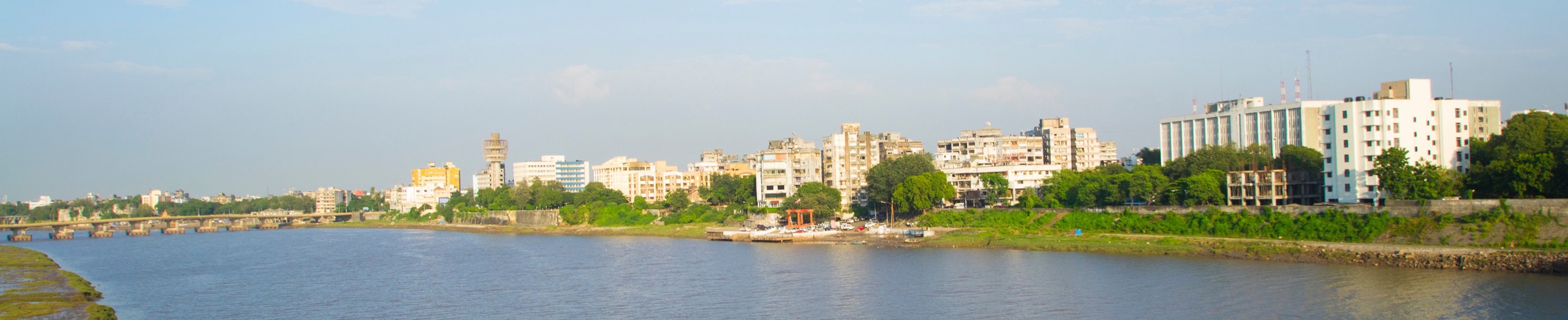 Surat city skyline beside the Tapti river, Gujarat