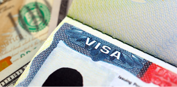 U.S. L-1 visa and USD 100 bill.