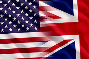 USA and United Kingdom flags
